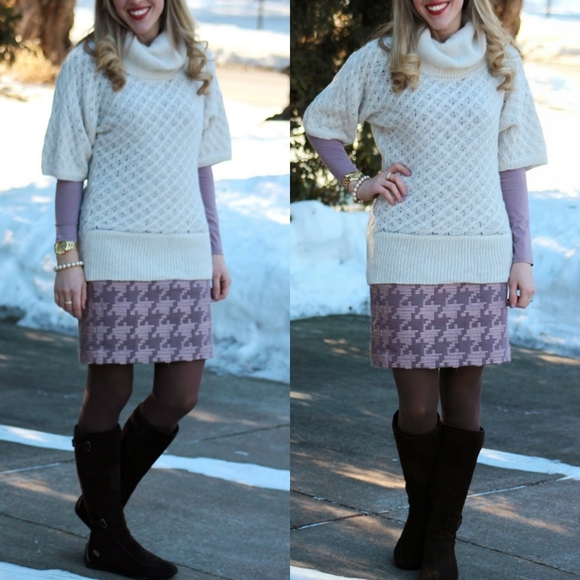 LOFT Houndstooth Ribbon Jacquard Pencil Skirt - Picture 5 of 5